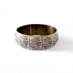 Vintage Chinese Flamingo Motif Bangle Bracelet